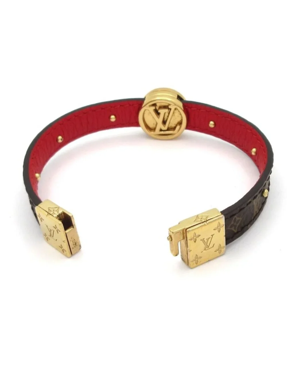 Louis Vuitton Bracelet Monogram LV Circle Reversible Leather Cowhide Rose Poodle
